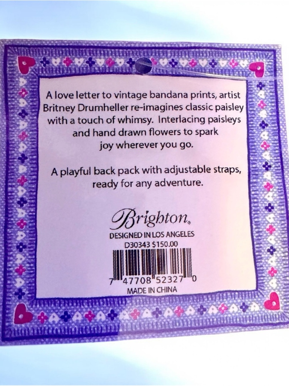 Brighton Blue Bandana Love Patterned Backpack - Picture 7 of 7